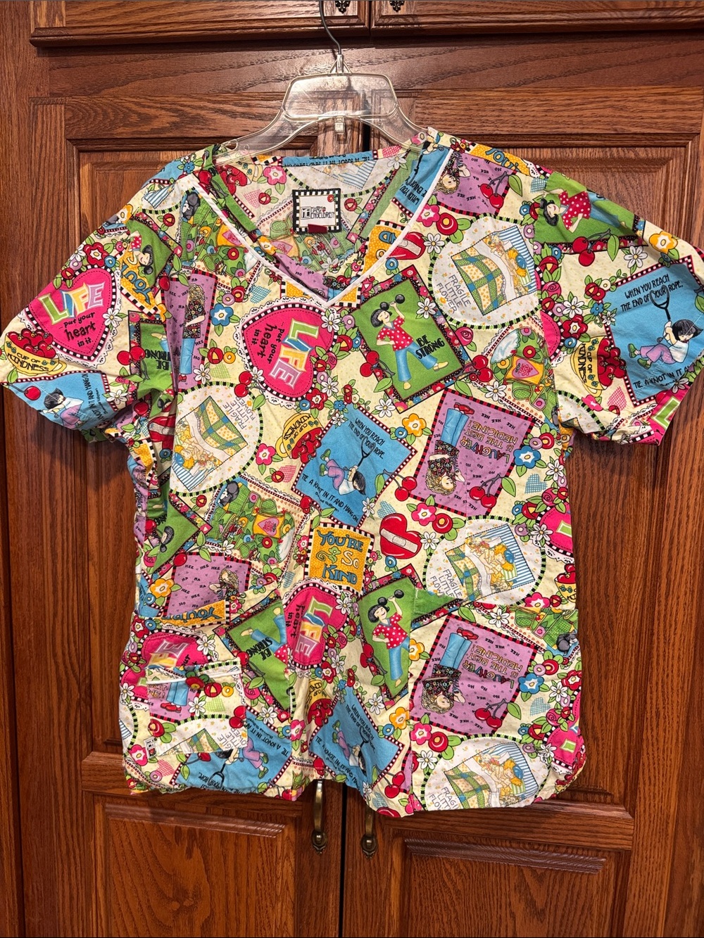 Mary Engelbreit Floral Patchwork Top in Blue, Green, Pink, Yellow